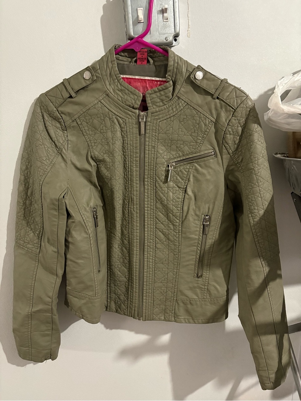 Olive Quilted Women's Moto Jacket - Unbranded